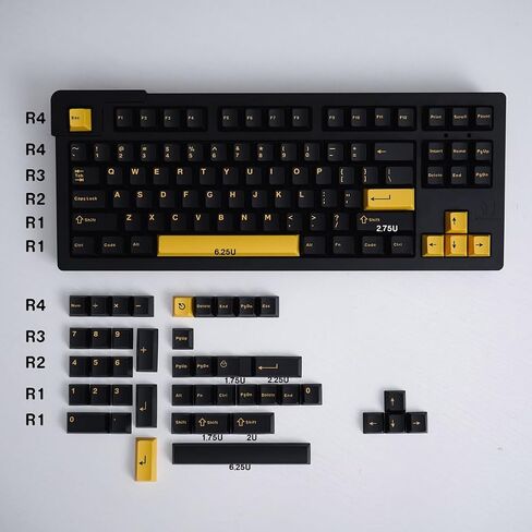 Black Gold Keycaps 129 Keys Double Shot Cherry Profile Keycap Set Fit for 61/64/87/104/108 Cherry Mx Switches Mechanical Keyboard in Saudi Arabia