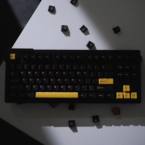 Black Gold Keycaps 129 Keys Double Shot Cherry Profile Keycap Set Fit for 61/64/87/104/108 Cherry Mx Switches Mechanical Keyboard in Saudi Arabia