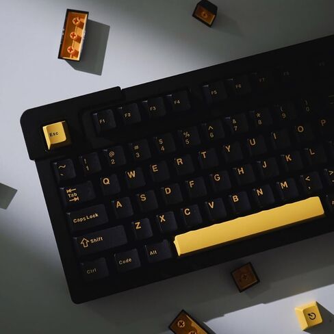 Black Gold Keycaps 129 Keys Double Shot Cherry Profile Keycap Set Fit for 61/64/87/104/108 Cherry Mx Switches Mechanical Keyboard in Saudi Arabia