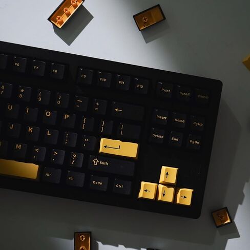 Black Gold Keycaps 129 Keys Double Shot Cherry Profile Keycap Set Fit for 61/64/87/104/108 Cherry Mx Switches Mechanical Keyboard in Saudi Arabia