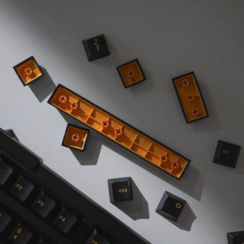Black Gold Keycaps 129 Keys Double Shot Cherry Profile Keycap Set Fit for 61/64/87/104/108 Cherry Mx Switches Mechanical Keyboard in Saudi Arabia