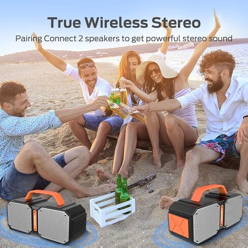 BUGANI Bluetooth Speaker, Shock Portable Bluetooth Speaker, Bluetooth 5.3, Waterproof, Wireless Speakers, 60W Super Power, Outdoor Speaker, Black(New Model) in Kuwait