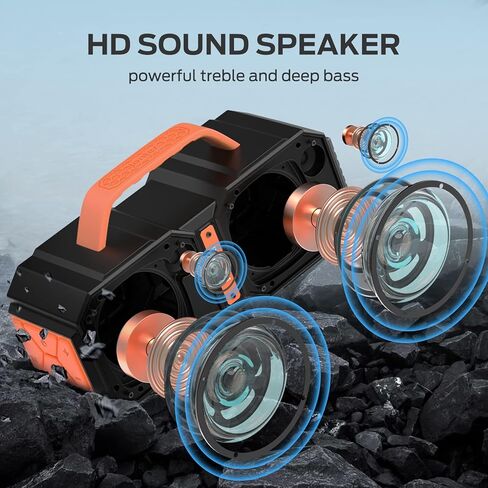 BUGANI Bluetooth Speaker, Shock Portable Bluetooth Speaker, Bluetooth 5.3, Waterproof, Wireless Speakers, 60W Super Power, Outdoor Speaker, Black(New Model) in Kuwait