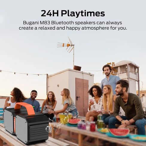 BUGANI Bluetooth Speaker, Shock Portable Bluetooth Speaker, Bluetooth 5.3, Waterproof, Wireless Speakers, 60W Super Power, Outdoor Speaker, Black(New Model) in Kuwait