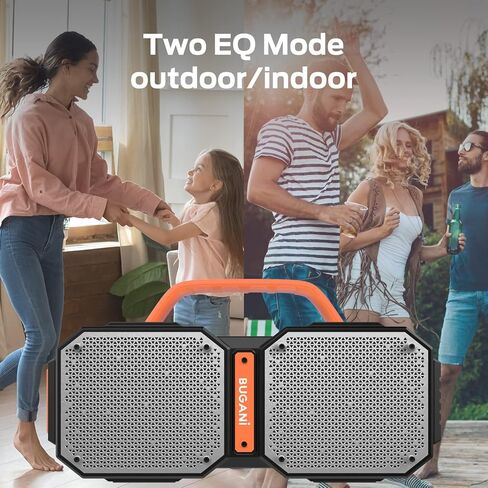 BUGANI Bluetooth Speaker, Shock Portable Bluetooth Speaker, Bluetooth 5.3, Waterproof, Wireless Speakers, 60W Super Power, Outdoor Speaker, Black(New Model) in Kuwait