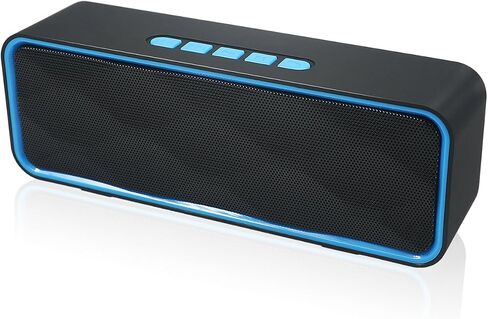 Wireless Bluetooth Speaker with AUX/USB/TF Card Slot,Outdoor Portable Stereo Speaker with HD Audio,Enhanced Bass, Dual-Driver,Handsfree Calling, FM Radio Speaker for Travel,Party (Black) in Kuwait