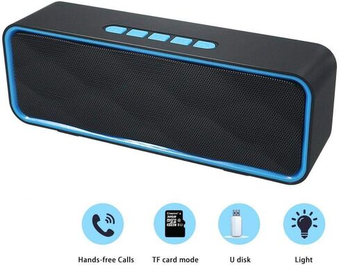 Wireless Bluetooth Speaker with AUX/USB/TF Card Slot,Outdoor Portable Stereo Speaker with HD Audio,Enhanced Bass, Dual-Driver,Handsfree Calling, FM Radio Speaker for Travel,Party (Black) in Kuwait