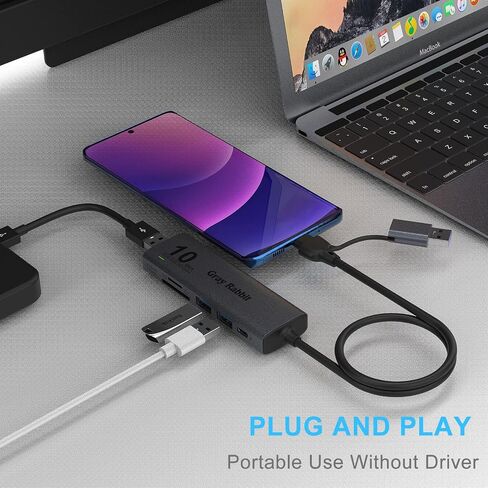 USB C USB HUB، USB 3.2 GEN 2 10G Speed، USB A/USB C إلى USB A محول. مع 3 منافذ USB A (10G) ومنافذ UHS-II SD/TF، ​​قارئ بطاقة SD USB C UHS-II متوافق مع SD /SDHC/SDXC/مايكرو إس دي in Saudi Arabia