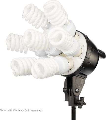 Fovitec - رأس تصوير فوتوغرافي 7 مقابس مع حامل مظلة - [إضاءة مستمرة] [يناسب سبعة مصابيح CFL] [يتضمن سلك طاقة قياسي ثلاثي الشقوق فقط] in Kuwait