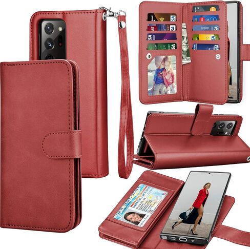 حافظة Galaxy Note 20 Ultra، حافظة محفظة Note 20 5G Ultra، حامل فتحات بطاقة الائتمان النقدية الفاخرة يحمل غطاء جلد PU قابل للطي [جراب صلب مغناطيسي قابل للفصل] لهاتف Samsung Galaxy Note20 Ultra [فيروزي] in Saudi Arabia