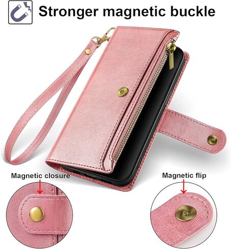 حافظة محفظة Antsturdy Samsung Google Pixel 6 مع حامل بطاقات للنساء والرجال، حافظة هاتف Google Pixel 6 RFID من جلد البولي يوريثان، غطاء مقاوم للصدمات مع حزام بسحاب وفتحات لبطاقة الائتمان، أرجواني... in Kuwait