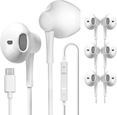 USB C Wired Headphones 4 Pack, Type C Earbuds HiFi Stereo Earphones with Microphone, Remote Control in Ear Headset for Samsung Galaxy S23 S22 S21 S20 Ultra, Note 20 10, iPad Pro, Pixel 7 and More in Kuwait