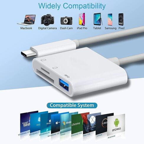 قارئ بطاقات USB C إلى SD، محول قارئ بطاقات ذاكرة USB C إلى Micro SD TF متوافق مع iPad Pro، وMacBook Pro/Air، وChromebook، ومحول قارئ بطاقات كاميرا USB 3 في 1 لأجهزة XPS، وGalaxy والمزيد من أجهزة USB C in Kuwait