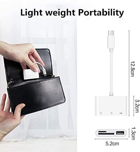 قارئ بطاقات USB C إلى SD، محول قارئ بطاقات ذاكرة USB C إلى Micro SD TF متوافق مع iPad Pro، وMacBook Pro/Air، وChromebook، ومحول قارئ بطاقات كاميرا USB 3 في 1 لأجهزة XPS، وGalaxy والمزيد من أجهزة USB C in Kuwait