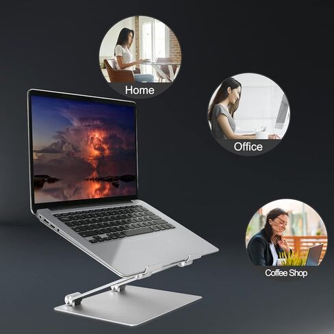 حامل كمبيوتر محمول قابل للتعديل، حامل كمبيوتر محمول محمول، حامل كمبيوتر محمول من الألومنيوم للمكتب قابل للطي، حامل كمبيوتر محمول مريح مع فتحة تهوية حرارية، حماية مطاطية لأجهزة الكمبيوتر المحمول MacBook Pro/Air 10-17.3 بوصة - فضي in Kuwait