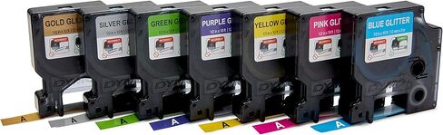 DYMO COLORPOP شريط ملصقات أصلي، 1/2 بوصة عرض × 10 طول، أسود طباعة على لمعان فضي، D1 قياسي in Kuwait