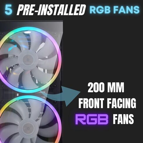 حقيبة كمبيوتر METABUILD ATX مع مراوح RGB (مثبتة مسبقًا بما في ذلك مروحتين أماميتين مقاس 200 مم)، حقيبة ألعاب متوسطة البرج مع لوحة أمامية وجانبية من الزجاج المقسى، حقيبة كمبيوتر ألعاب ذات تدفق هواء عالي MB305A in Kuwait
