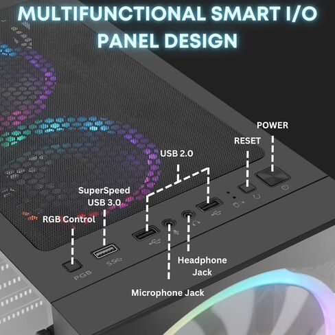 حقيبة كمبيوتر METABUILD ATX مع مراوح RGB (مثبتة مسبقًا بما في ذلك مروحتين أماميتين مقاس 200 مم)، حقيبة ألعاب متوسطة البرج مع لوحة أمامية وجانبية من الزجاج المقسى، حقيبة كمبيوتر ألعاب ذات تدفق هواء عالي MB305A in Kuwait