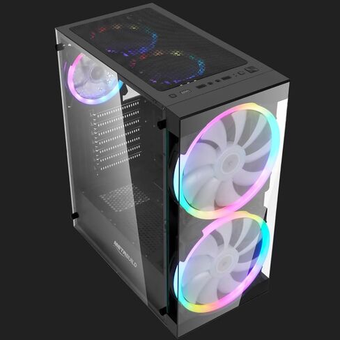 حقيبة كمبيوتر METABUILD ATX مع مراوح RGB (مثبتة مسبقًا بما في ذلك مروحتين أماميتين مقاس 200 مم)، حقيبة ألعاب متوسطة البرج مع لوحة أمامية وجانبية من الزجاج المقسى، حقيبة كمبيوتر ألعاب ذات تدفق هواء عالي MB305A in Kuwait