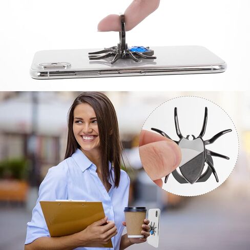 حاملات حلقات الهاتف الخلوي من cobee Spider، قطعتان من حامل إصبع الهاتف العنكبوت المعدني مع حجر كريستال زواحف رائعة ومقابض هاتف يدوية مع حلقة مقبض 180 درجة/360 درجة حامل حلقي للهاتف (أزرق + أحمر) in Kuwait
