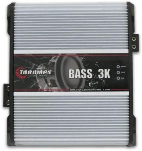 Taramp's Bass 3K - 1 قناة 3000 وات RMS Ohm مضخم صوت للسيارة، أسود، أبيض in Kuwait
