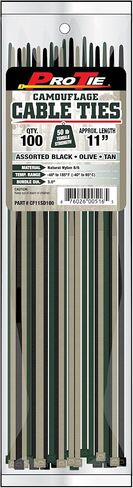 Pro Tie Standard Duty, Self-Locking Nylon Cable Wire Ties for Indoor and Outdoor Use | 14.6-Inch, 50 lbs. Tensile Strength, Olive Green Nylon, 100-Pack (PN: CFO14SD100) in Kuwait