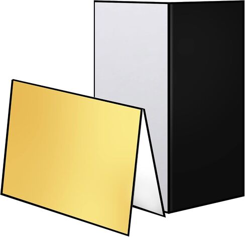 Meking 17 x 12 in /43 x 30 cm Light Reflector Photography Cardboard, 3-in-1 | Studio Foldable Light Diffuser Board for Still Life Product and Food Photo Shooting - Gold, Black, White in Saudi Arabia
