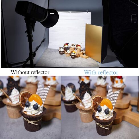 Meking 17 x 12 in /43 x 30 cm Light Reflector Photography Cardboard, 3-in-1 | Studio Foldable Light Diffuser Board for Still Life Product and Food Photo Shooting - Gold, Black, White in Saudi Arabia