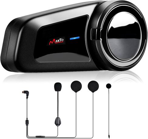 QSPORTPEAK Motorcycle Helmet Bluetooth Intercom Kit, M2 1000M 5.0 Bluetooth Motorcycle Helmet Communication Systems Up to 6 Riders with Noise Cancellation, FM, Hands-Free, Waterproof (1 Pack) in Saudi Arabia