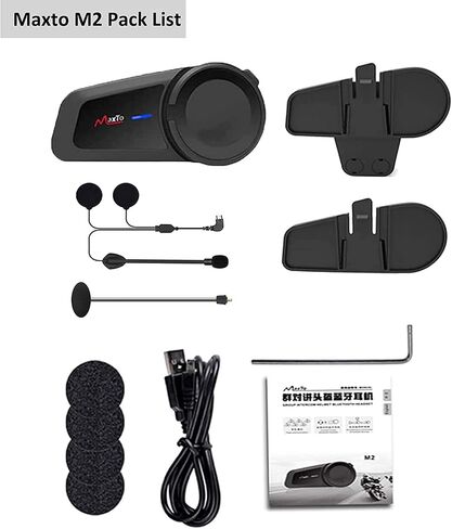 QSPORTPEAK Motorcycle Helmet Bluetooth Intercom Kit, M2 1000M 5.0 Bluetooth Motorcycle Helmet Communication Systems Up to 6 Riders with Noise Cancellation, FM, Hands-Free, Waterproof (1 Pack) in Saudi Arabia