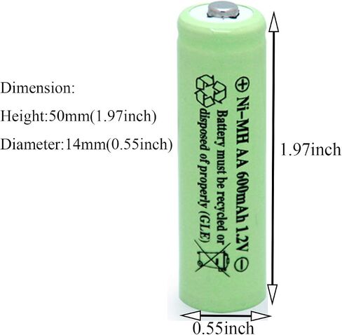 AA Ni-MH 600mAh 1.2V Rechargable Solar Light Batteries for Outdoor Solar Lamps Garden Lights Remotes Mice(8Pcs) in Kuwait