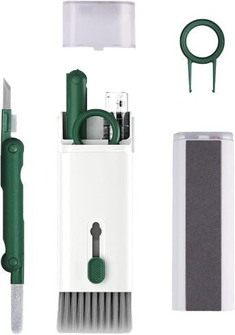 مجموعة تنظيف سماعات ايربودز 7 في 1، اداة تنظيف سماعات الاذن متعددة الوظائف من اهيرو، منظف سماعات الاذن لعلبة شحن سماعات الراس والكيبورد (اخضر داكن) in Kuwait