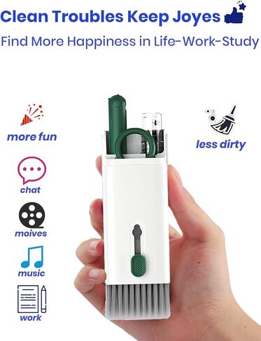 مجموعة تنظيف سماعات ايربودز 7 في 1، اداة تنظيف سماعات الاذن متعددة الوظائف من اهيرو، منظف سماعات الاذن لعلبة شحن سماعات الراس والكيبورد (اخضر داكن) in Kuwait