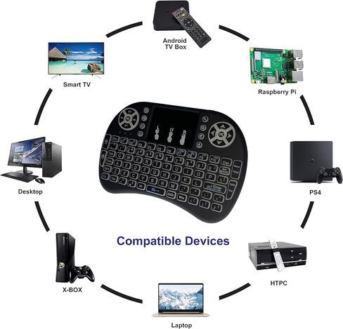 لوحة مفاتيح صغيرة لاسلكية MakerSpot 2.4 جيجا هرتز مع لوحة لمس وماوس متوافقة مع Android TV Box وPS4 وRaspberry Pi والتلفزيون الذكي والكمبيوتر الشخصي in Kuwait