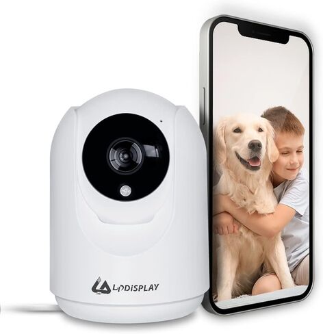 LPDISPLAY Security Camera Smart Pan/Tilt 1080P HD Indoor Camera with Night Vision, 2-Way Audio WiFi Camera Motion Detection for Baby and Pet Monitor, Cloud & SD Card Storage(Only Supports 2.4G Wi-Fi) in Kuwait