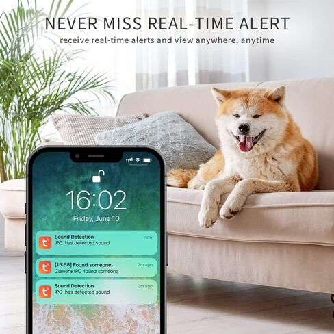 LPDISPLAY Security Camera Smart Pan/Tilt 1080P HD Indoor Camera with Night Vision, 2-Way Audio WiFi Camera Motion Detection for Baby and Pet Monitor, Cloud & SD Card Storage(Only Supports 2.4G Wi-Fi) in Kuwait