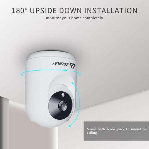 LPDISPLAY Security Camera Smart Pan/Tilt 1080P HD Indoor Camera with Night Vision, 2-Way Audio WiFi Camera Motion Detection for Baby and Pet Monitor, Cloud & SD Card Storage(Only Supports 2.4G Wi-Fi) in Kuwait