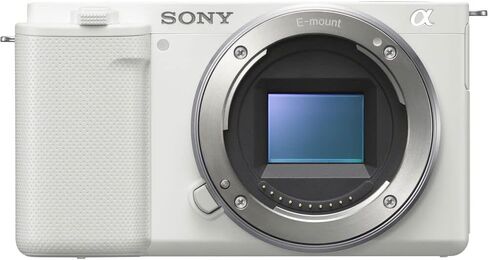 Sony ZV-E10 Mirrorless Camera (Body, White) (ILCZV-E10/W) + 64GB Memory Card + Bag + Card Reader + HDMI Cable + Flex Tripod + Hand Strap + Memory Wallet + Cleaning Set (Renewed) in Saudi Arabia