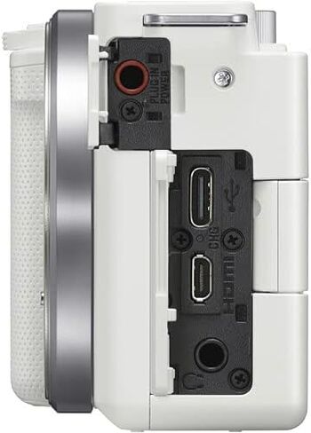 Sony ZV-E10 Mirrorless Camera (Body, White) (ILCZV-E10/W) + 64GB Memory Card + Bag + Card Reader + HDMI Cable + Flex Tripod + Hand Strap + Memory Wallet + Cleaning Set (Renewed) in Saudi Arabia