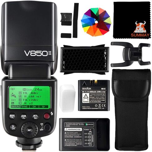 Godox V850ii GN60 1/8000s HSS فلاش الكاميرا Speedlight متوافق مع جميع الكاميرات ذات العلامات التجارية 650 قوة كاملة بوبس 1.5 ثانية وقت إعادة التدوير 2000 مللي أمبير بطارية قابلة للشحن (V850II) in Saudi Arabia