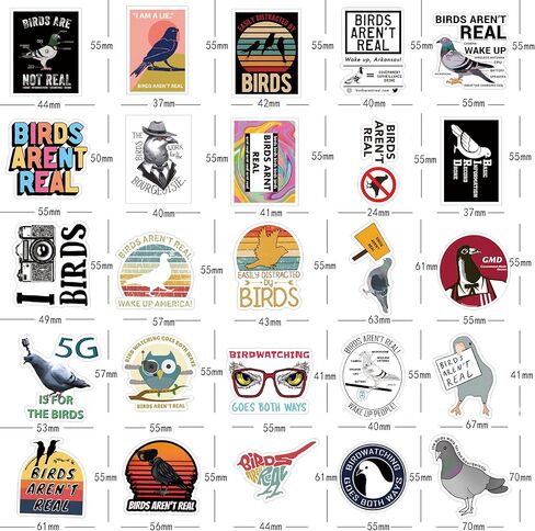 52 قطعة من ملصقات الطيور ليست حقيقية، ملصق مضاد للماء من الفينيل الجمالي المضحك لزجاجة المياه، والكمبيوتر المحمول، والهاتف، ولوح التزلج، وهدايا سجل القصاصات للأطفال والمراهقين والبالغين لديكور مستلزمات الحفلات in Kuwait