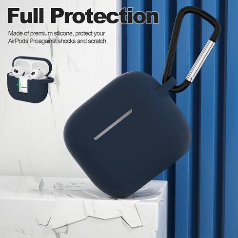 حافظة ATUAT AirPods 3، غطاء سيليكون واقي لجهاز AirPods الجيل الثالث 2021، شحن لاسلكي - أزرق داكن in Saudi Arabia