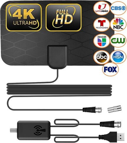 HD Digital TV Antenna,Portable TV Antenna Indoor,360°Reception,Support 4K 1080p Smart Television, Detachable Signal Amplifier-Signal Booster-HDTV Antenna 10ft Coaxial HDTV Cable in Saudi Arabia