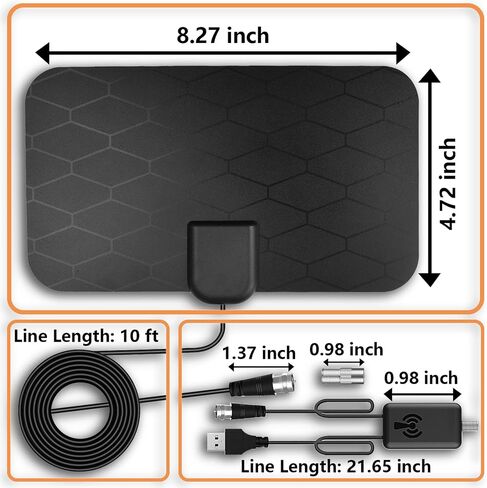 HD Digital TV Antenna,Portable TV Antenna Indoor,360°Reception,Support 4K 1080p Smart Television, Detachable Signal Amplifier-Signal Booster-HDTV Antenna 10ft Coaxial HDTV Cable in Saudi Arabia