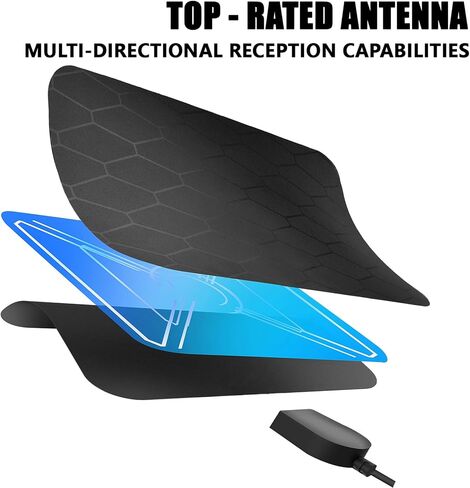 HD Digital TV Antenna,Portable TV Antenna Indoor,360°Reception,Support 4K 1080p Smart Television, Detachable Signal Amplifier-Signal Booster-HDTV Antenna 10ft Coaxial HDTV Cable in Saudi Arabia