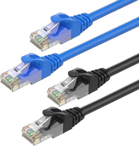 كابل إيثرنت SHD Cat6 (15 قدم 2 حزمة) كابل تصحيح الشبكة UTP LAN كابل الكمبيوتر تصحيح الحبل - (أزرق / أسود) in Kuwait