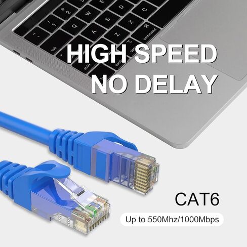 كابل إيثرنت SHD Cat6 (15 قدم 2 حزمة) كابل تصحيح الشبكة UTP LAN كابل الكمبيوتر تصحيح الحبل - (أزرق / أسود) in Kuwait