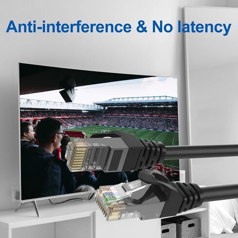 كابل إيثرنت SHD Cat6 (15 قدم 2 حزمة) كابل تصحيح الشبكة UTP LAN كابل الكمبيوتر تصحيح الحبل - (أزرق / أسود) in Kuwait