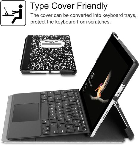 Fintie Case for Microsoft Surface Go 4 2023 / Go 3 2021 / Go 2 2020 / Surface Go 2018 10-inch Tablet - Multiple Angle Hard Shell Business Cover, Compatible with Type Cover Keyboard (Composition Book) in Saudi Arabia