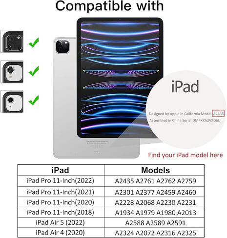 JETech Magnetic Case for iPad Pro 11 Inch (2022/2021/2020/2018 Model), and iPad Air 5/4 (10.9-Inch 2022/2020), Support Pencil 2nd Gen Charging, Magnetic Attachment (Starlight) in Saudi Arabia